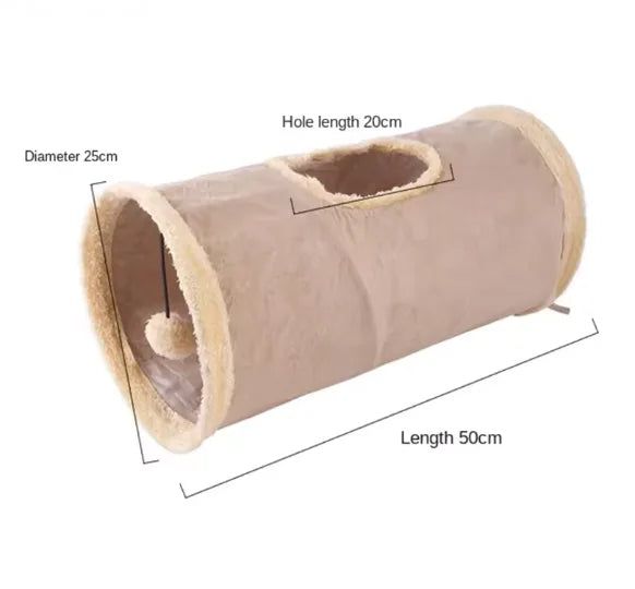 Foldable Suede Plush Cat Tunnel