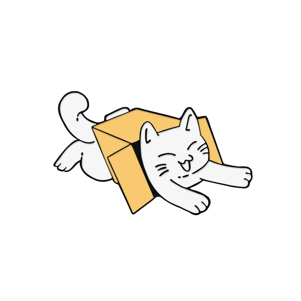 Edgy, Cute, Rebel, Punk Black-White Cat with Knife Enamel Pin