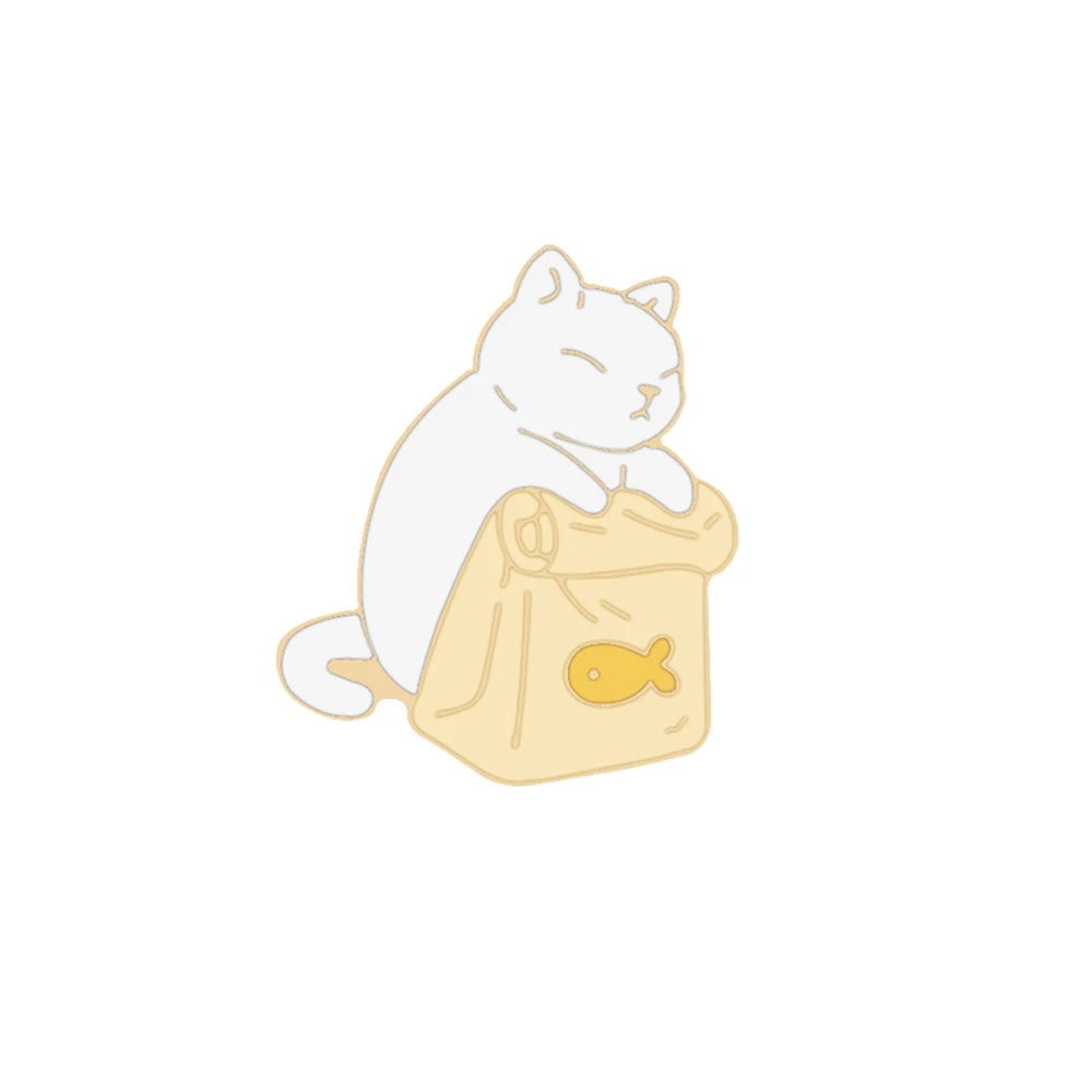 Edgy, Cute, Rebel, Punk Black-White Cat with Knife Enamel Pin
