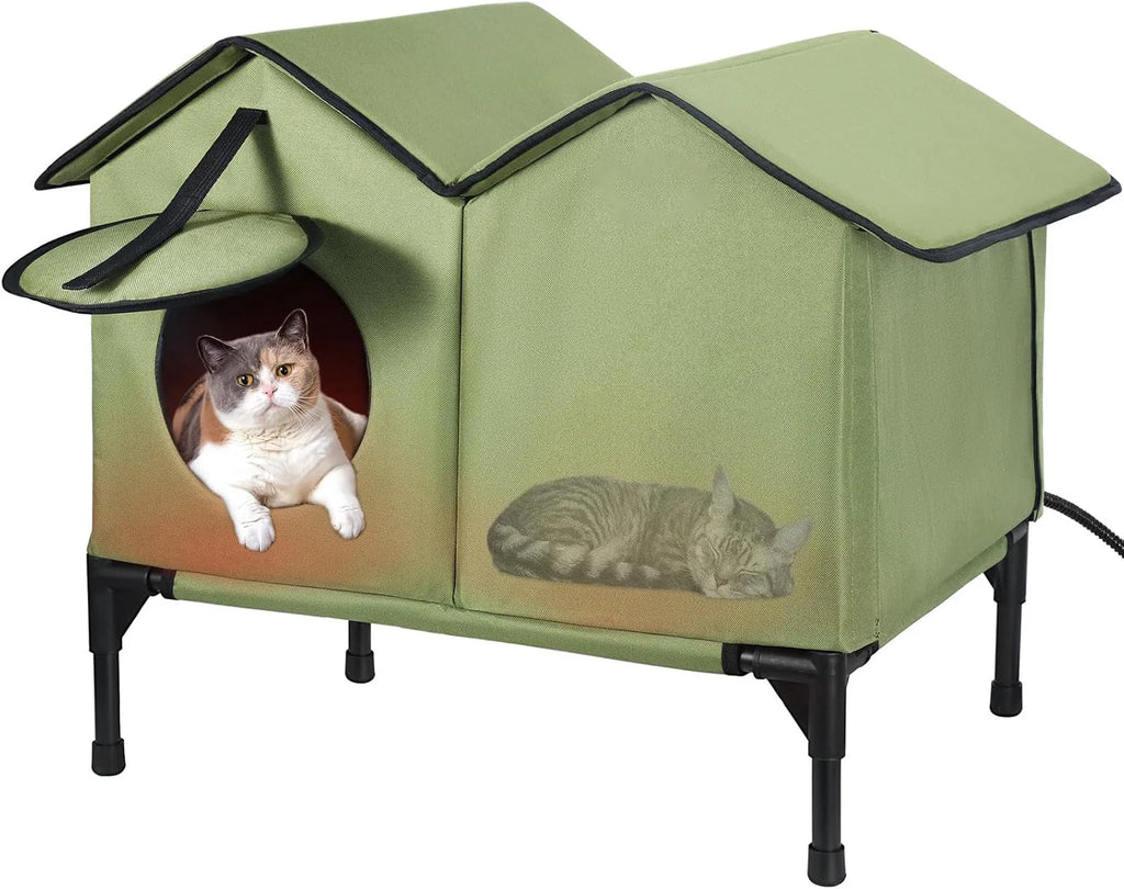 Weatherproof Outdoor Heated Cat House & Thermostatic Winter Shelter