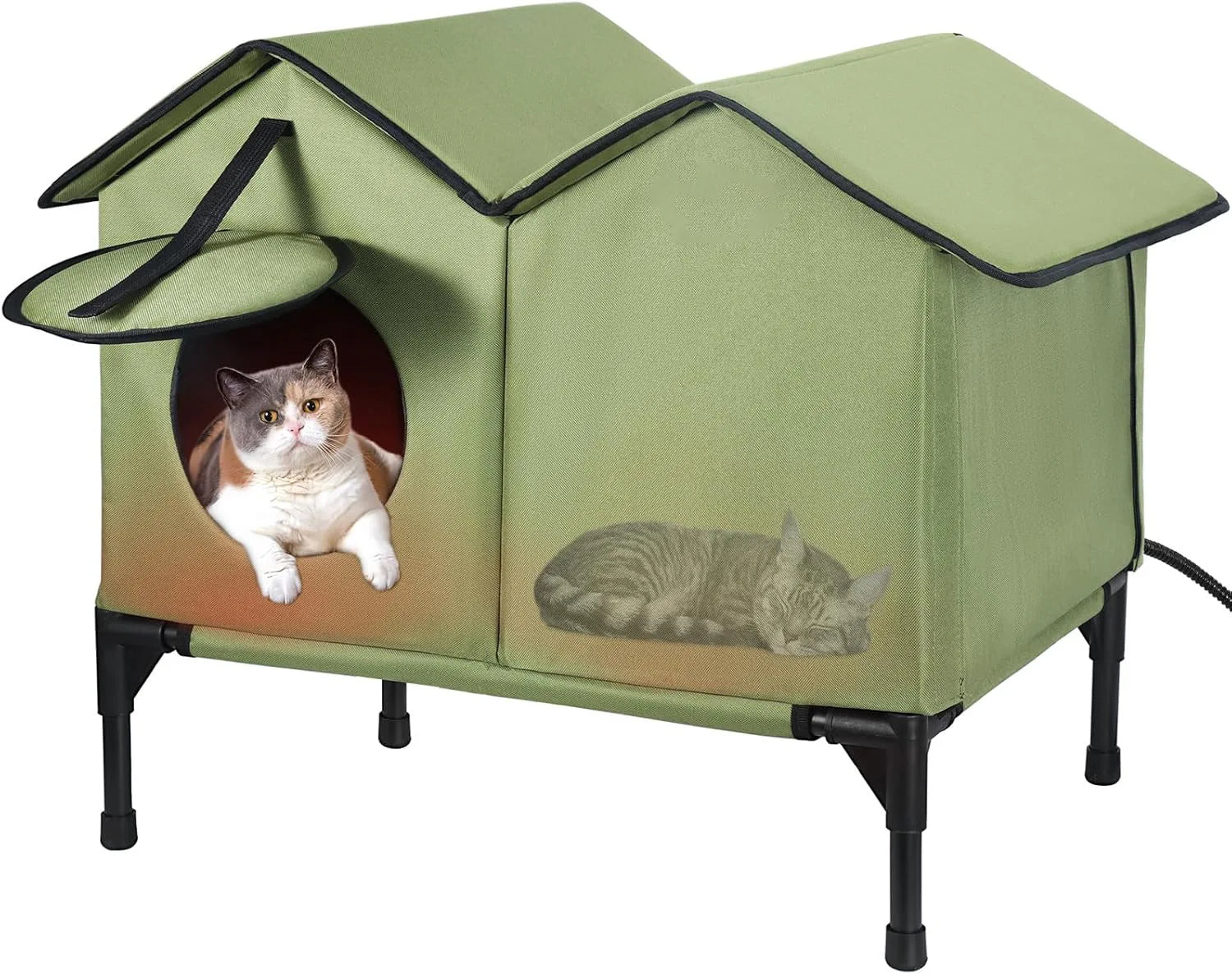 Weatherproof Outdoor Heated Cat House & Thermostatic Winter Shelter