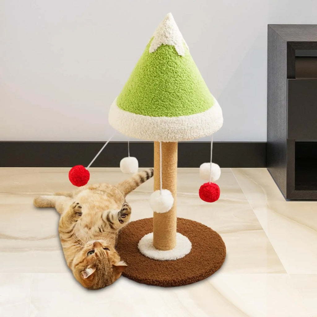 Serenable Mini Christmas Tree Cat Scratching Post with Interactive Hanging Toys