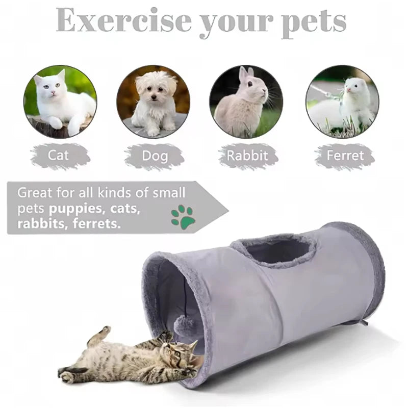 Foldable Suede Plush Cat Tunnel