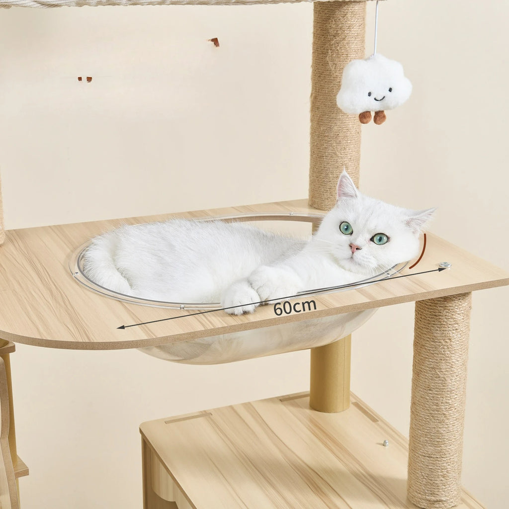 Modern 3-Tier Wooden Cat Tree Tower | Luxury Indoor Condo with Ultra-Plush Top Perch