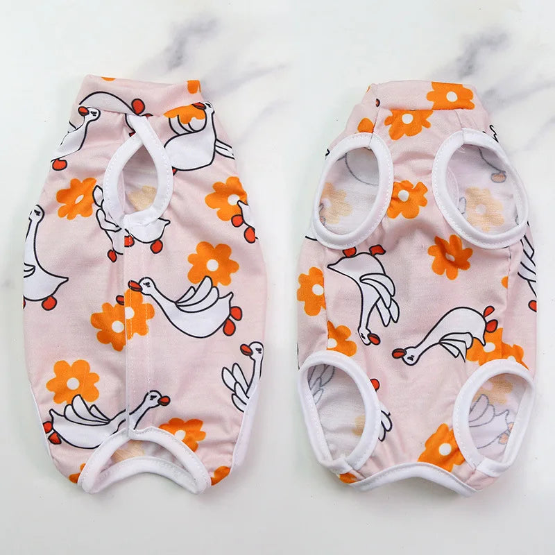 Cute Breathable Cat Surgery Recovery Suit - Anti-Lick Post-Op Protection Onesie