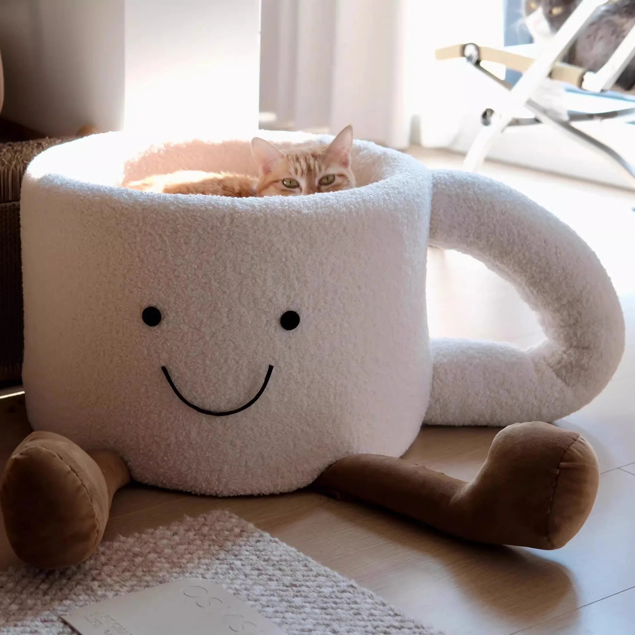 2026 Artisanal Semi-Closed Luxury "Cup" Cat Nest | Thickened Orthopedic Winter Warmth Sanctuary
