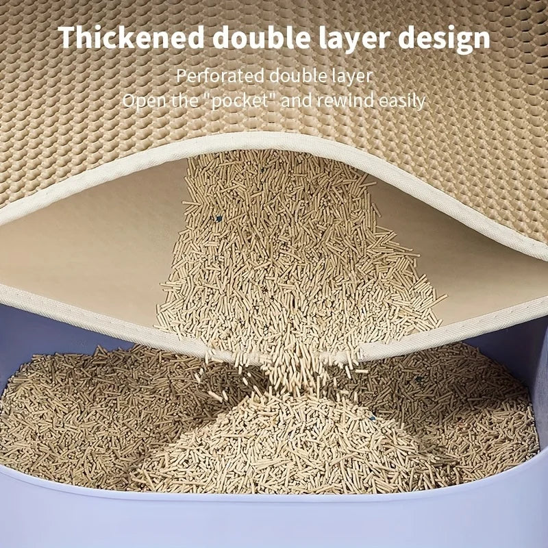 Double-Layer Honeycomb Cat Litter Mat | Waterproof Scatter-Control Trapping Pad