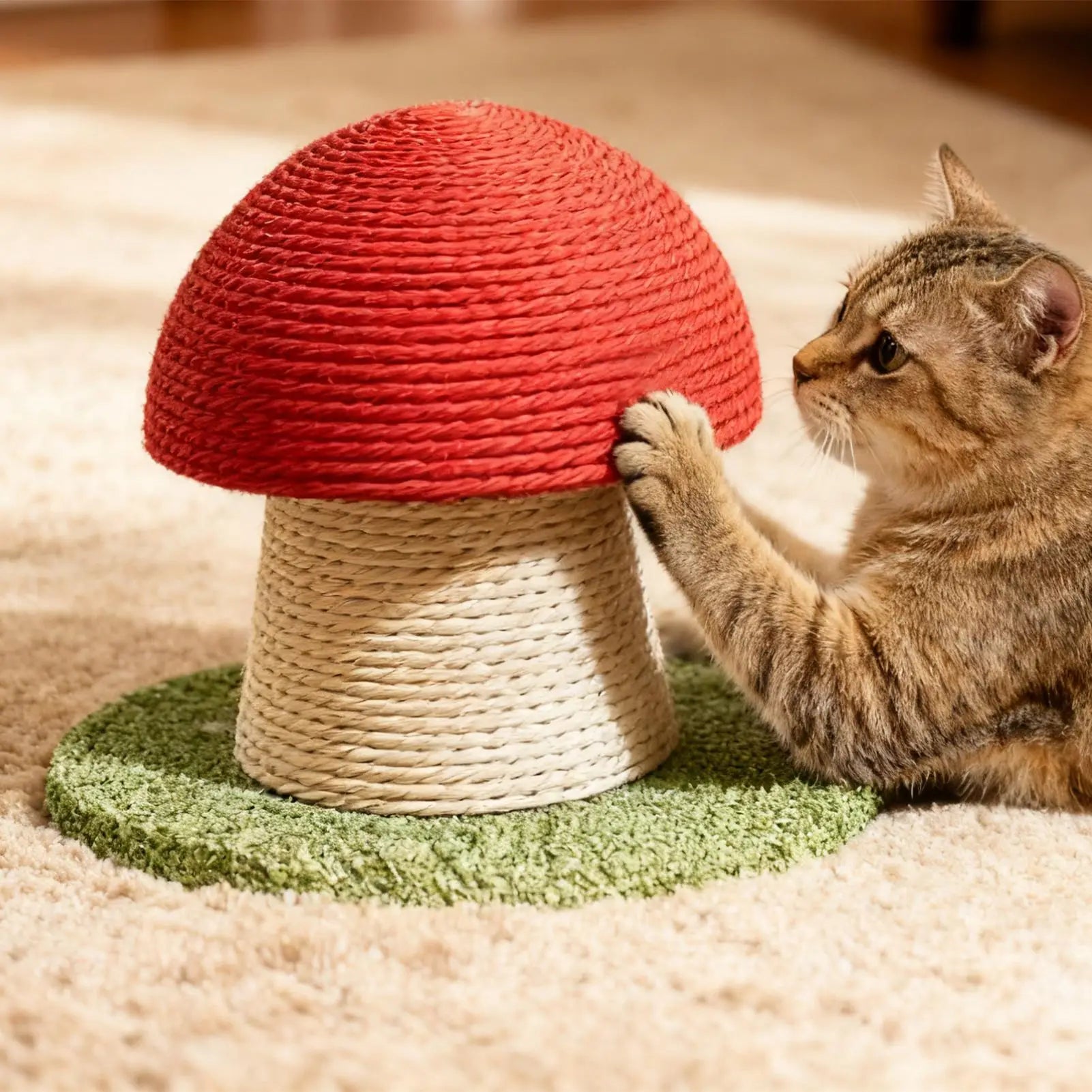 Mushroom Castle Mini Cat Scratching Post | Modern Natural Sisal Vertical Claw Scratcher