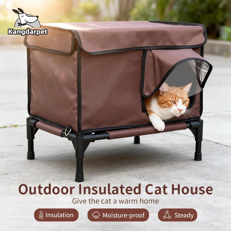 Insulated Waterproof Outdoor Cat House with Escape Door