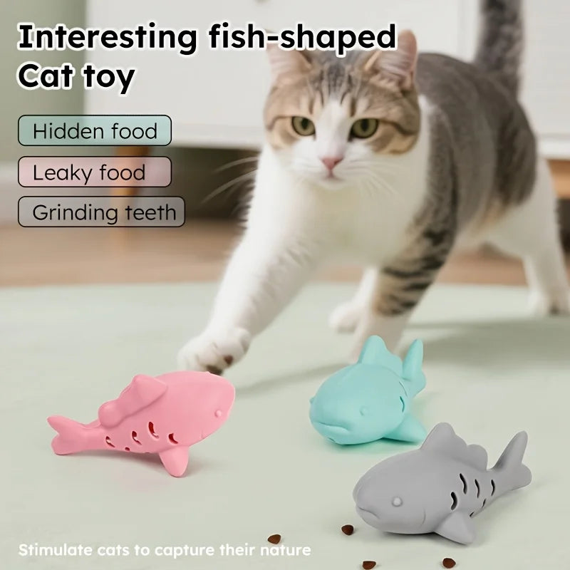 Interactive Silicone Fish Treat-Dispensing Chew Toy