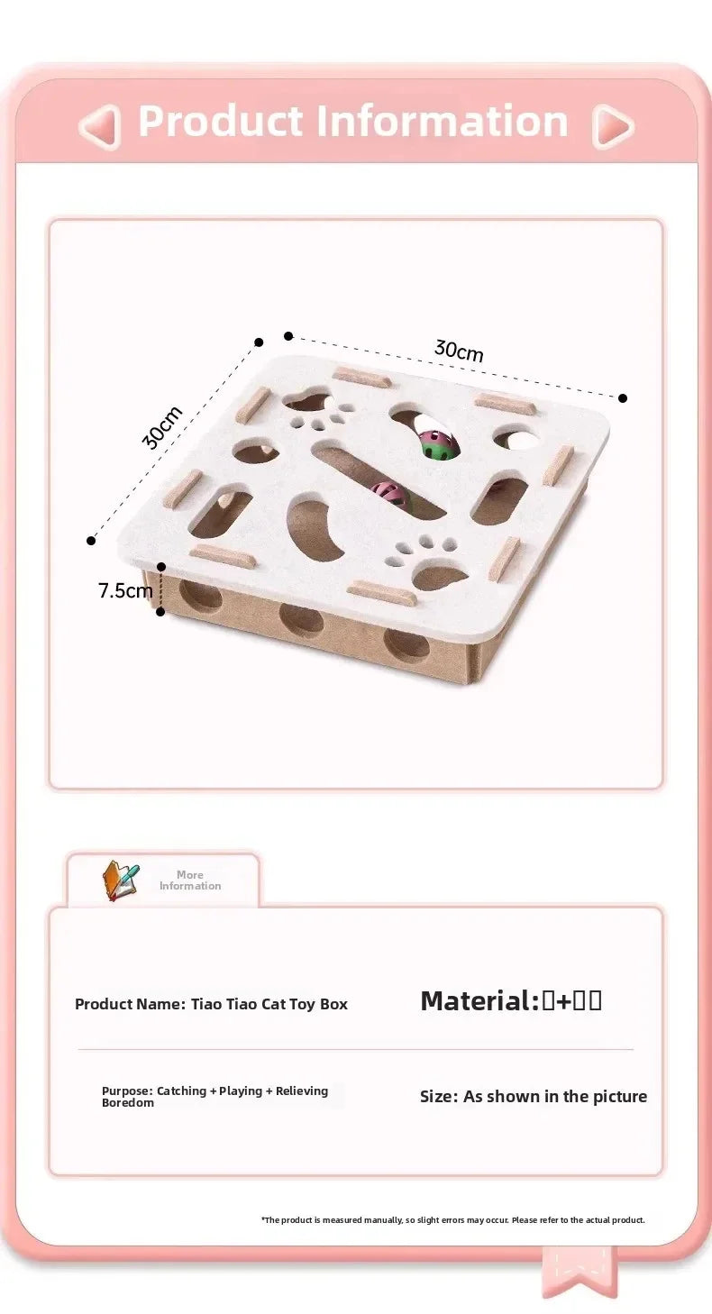 Interactive Felt Cat Puzzle Box & Ball Launcher Activity Game