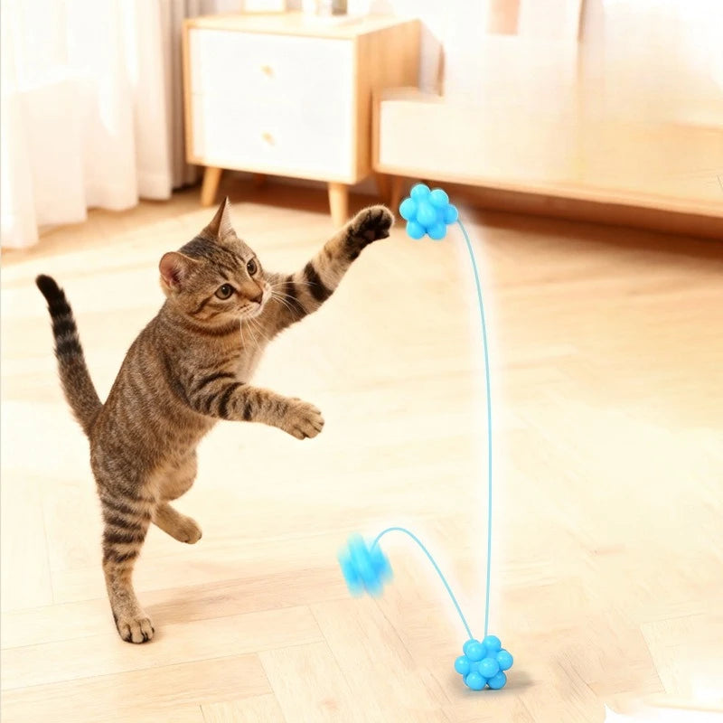 High-Elasticity Silicone Cat Chew Ball | Interactive Bouncy Chase & Dental Teeth Cleaning Toy