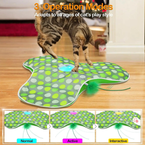 Automatic Peek-a-Boo Moving Feather & Squeaky Mouse Cat Toy