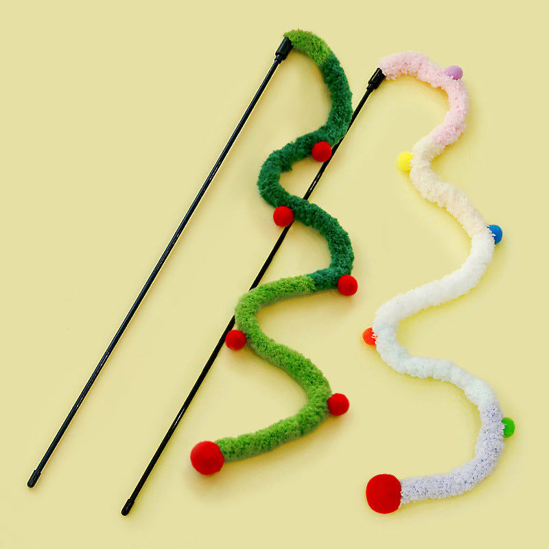 Colorful Caterpillar Interactive Cat Teaser Wand