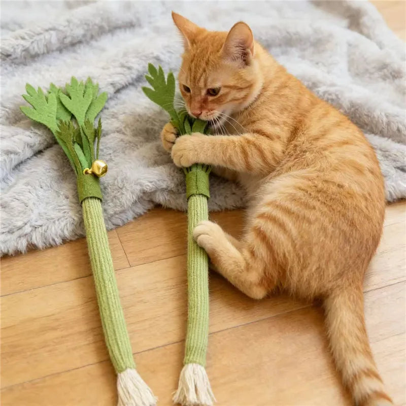 Interactive Felt Catnip Molar Stick | Dental Care & Squeaky Cat Chew Toy