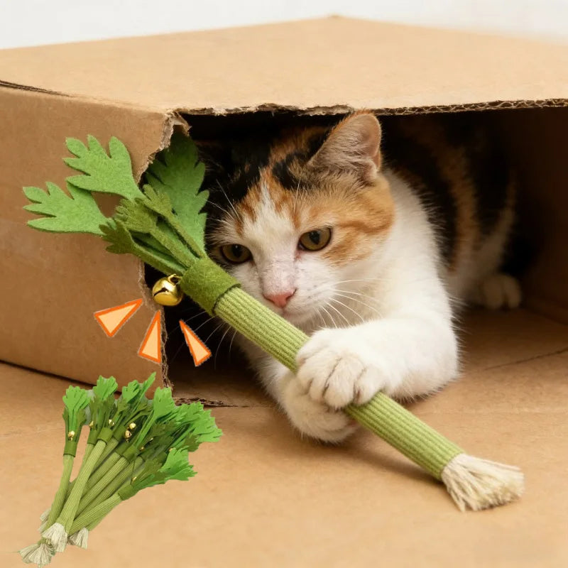 Interactive Felt Catnip Molar Stick | Dental Care & Squeaky Cat Chew Toy