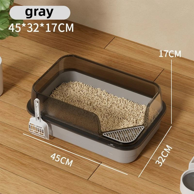 Splash-Proof High-Fence Semi-Enclosed Cat Litter Box