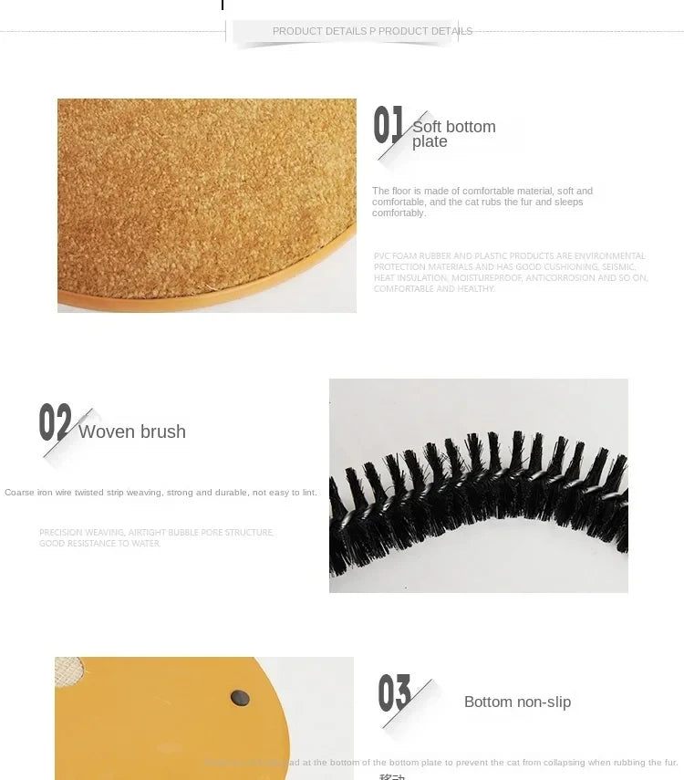 3-in-1 Cat Grooming Arch & Scratching Pad | Interactive Self-Massage Bristle Toy
