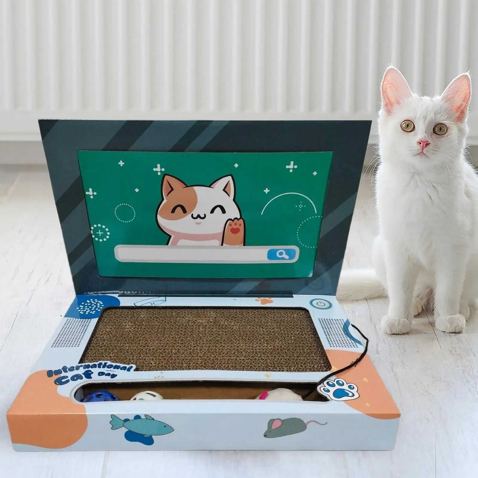 Serenable 3-in-1 Foldable Cat "Laptop" Scratcher & Interactive Play Station