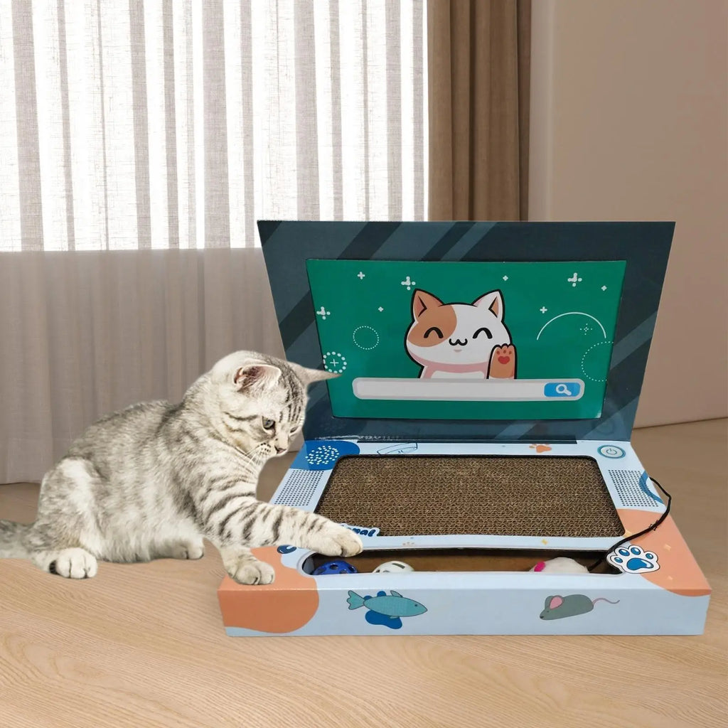 Serenable 3-in-1 Foldable Cat "Laptop" Scratcher & Interactive Play Station