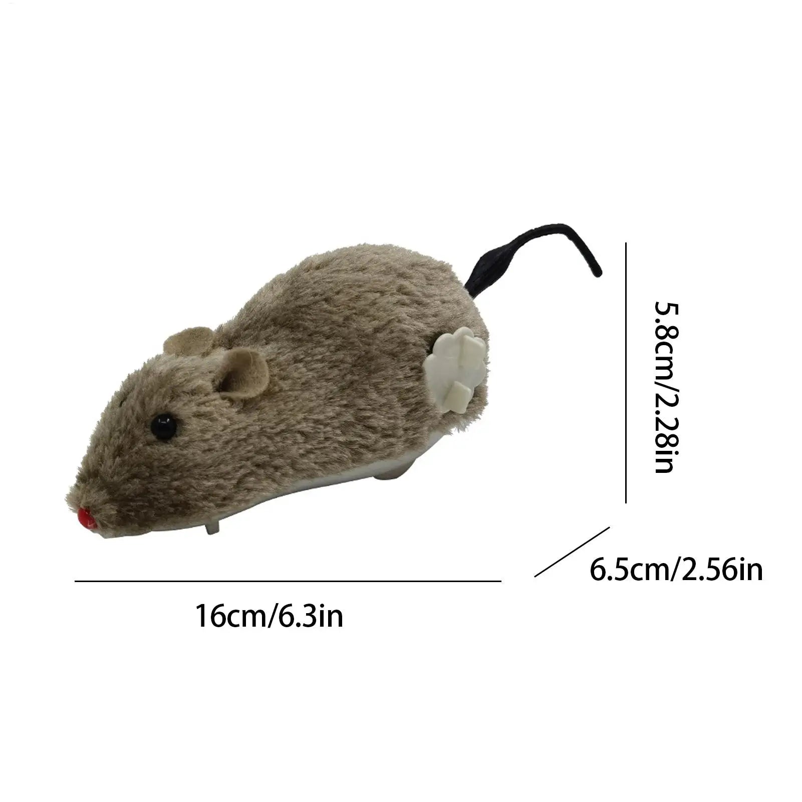 Wind-Up Moving Plush Mouse Cat Toy | Interactive Battery-Free Chasing Game