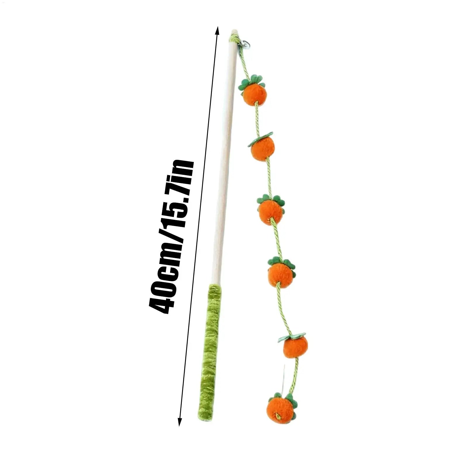 Premium 15.7-Inch Wooden Fruit-Shaped Cat Teaser Wand with Ergonomic Anti-Slip Grip