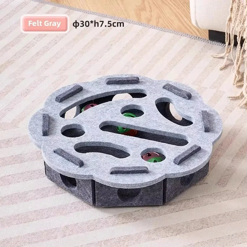 Interactive Felt Cat Puzzle Box & Ball Launcher Activity Game