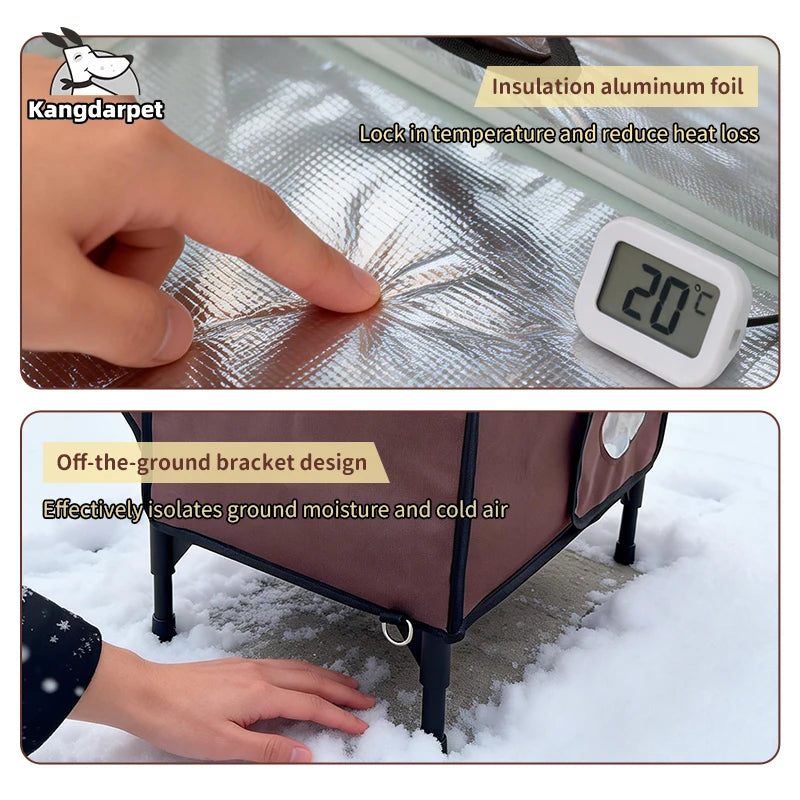 Insulated Waterproof Outdoor Cat House with Escape Door