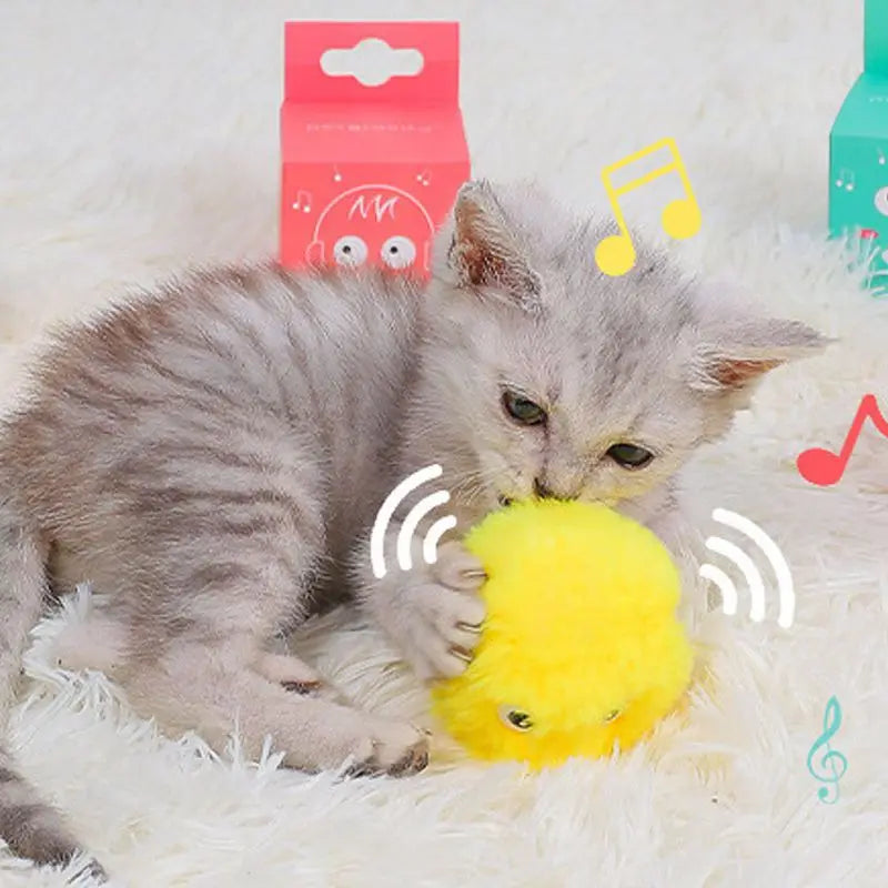 Smart Interactive Chirping Cat Ball | Pet-Safe Plush Sounding Toy with Catnip Pouch
