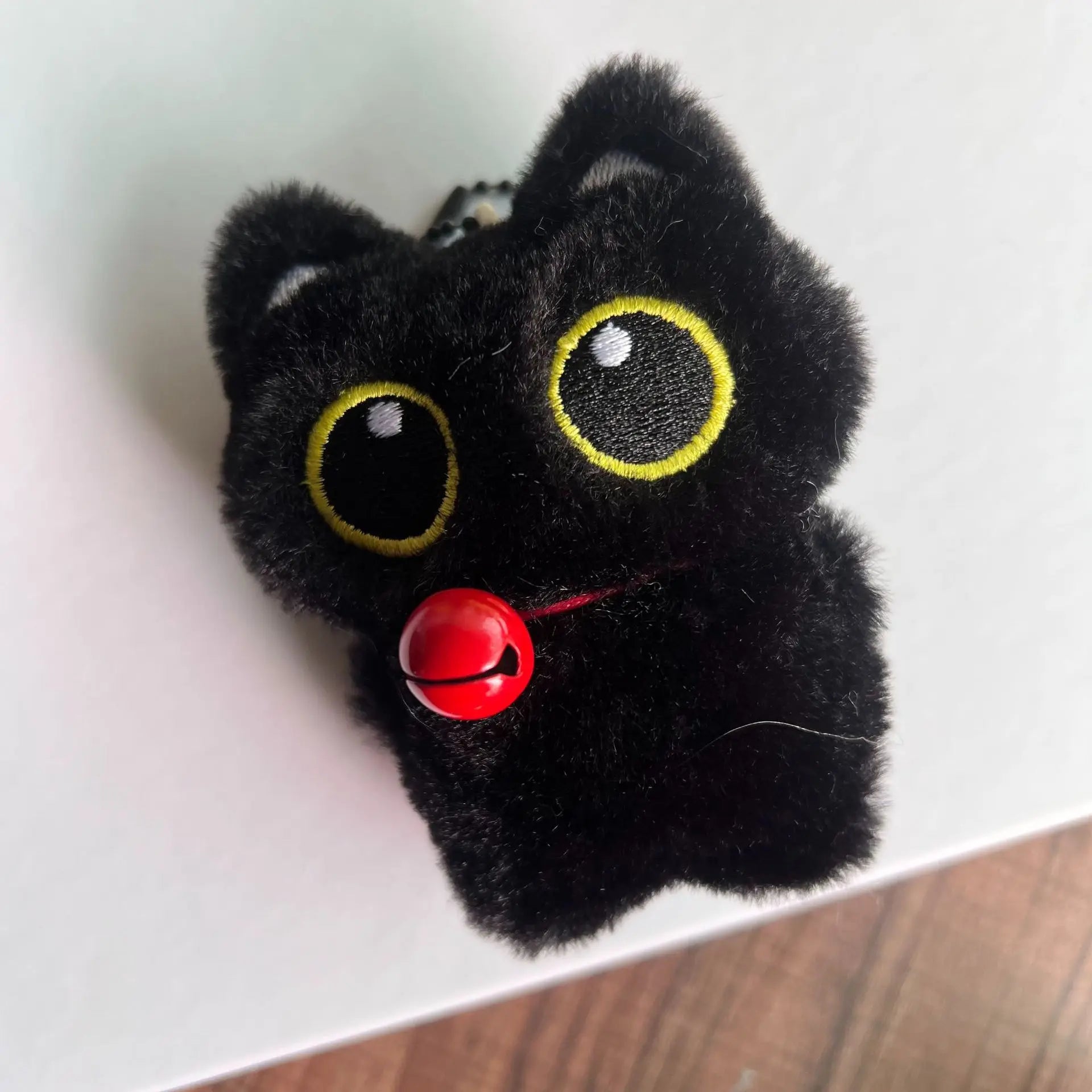 Cute Pilot Plush Black Cat Keychain