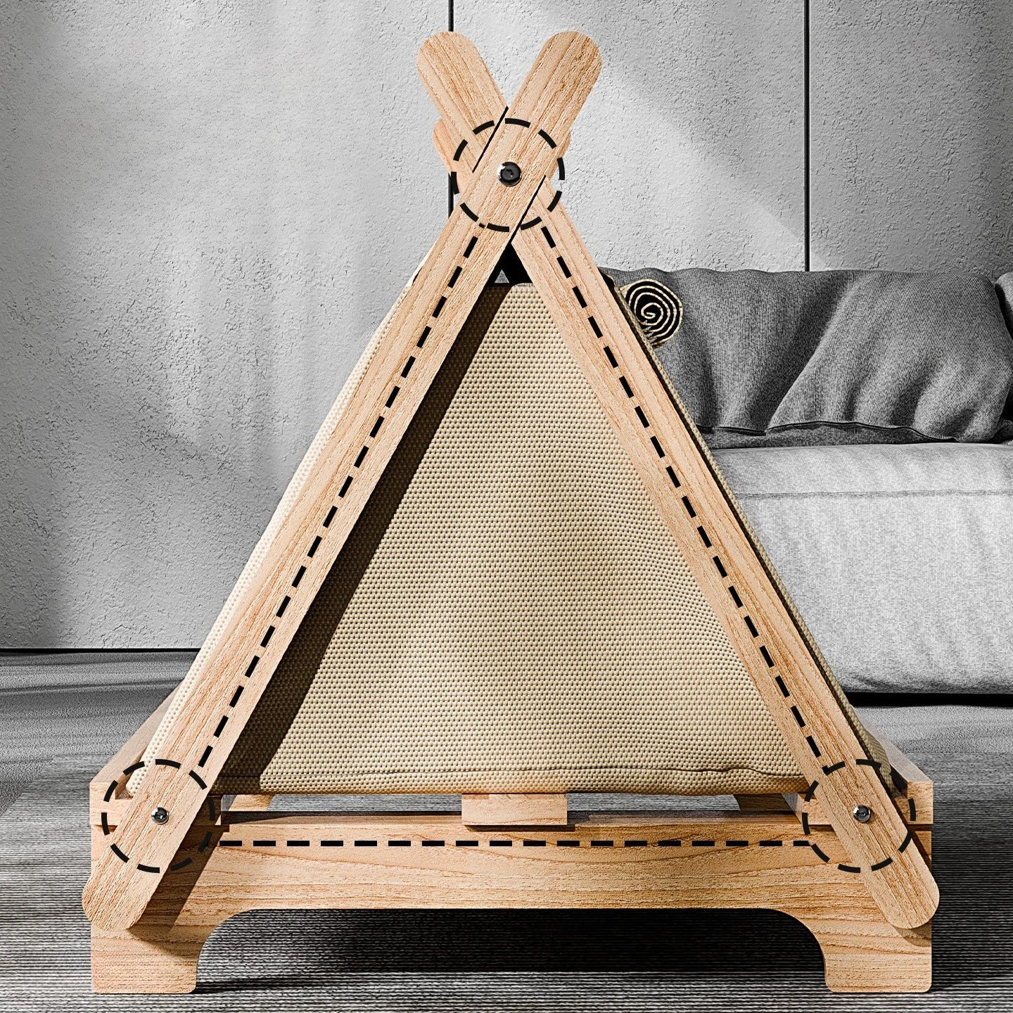 The Sanctuary Elevated Solid Wood Cat Tent Bed