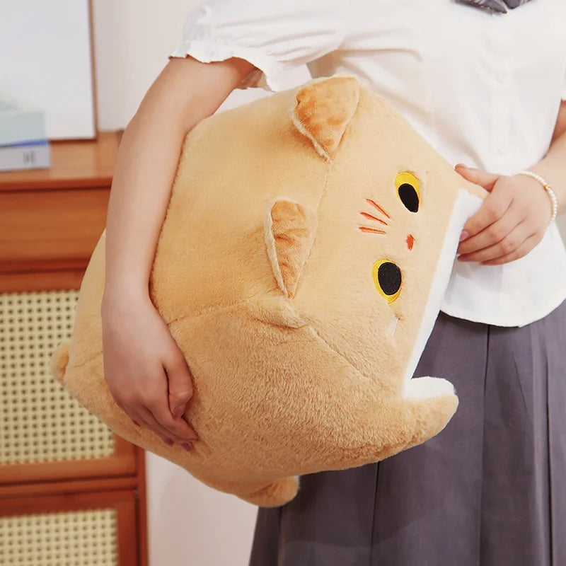 Kawaii Fluffy Chonk Standing Fuzzy Cube Cat Plushie