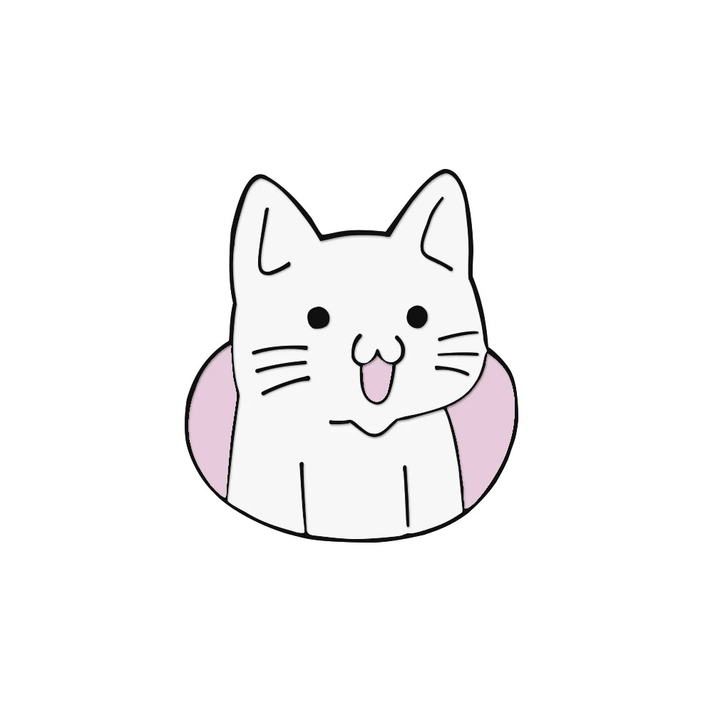 Edgy, Cute, Rebel, Punk Black-White Cat with Knife Enamel Pin