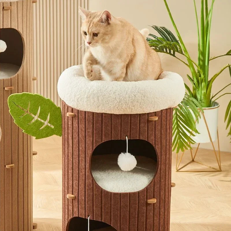 Minimalist Multi-Layer Felt Tree Stump Cat House & Scratching Lounge