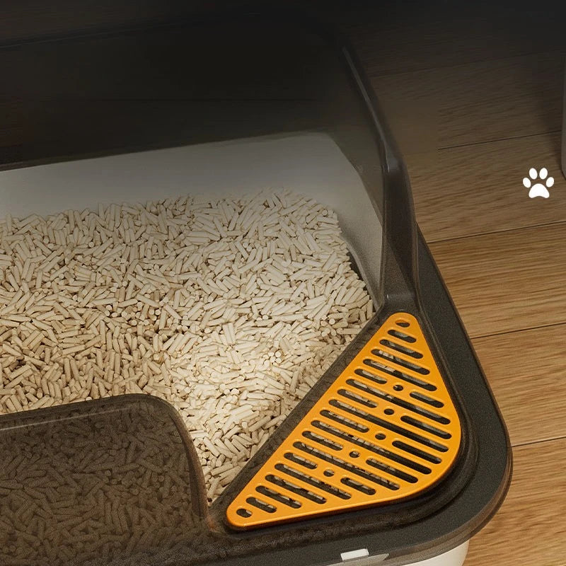 Splash-Proof High-Fence Semi-Enclosed Cat Litter Box