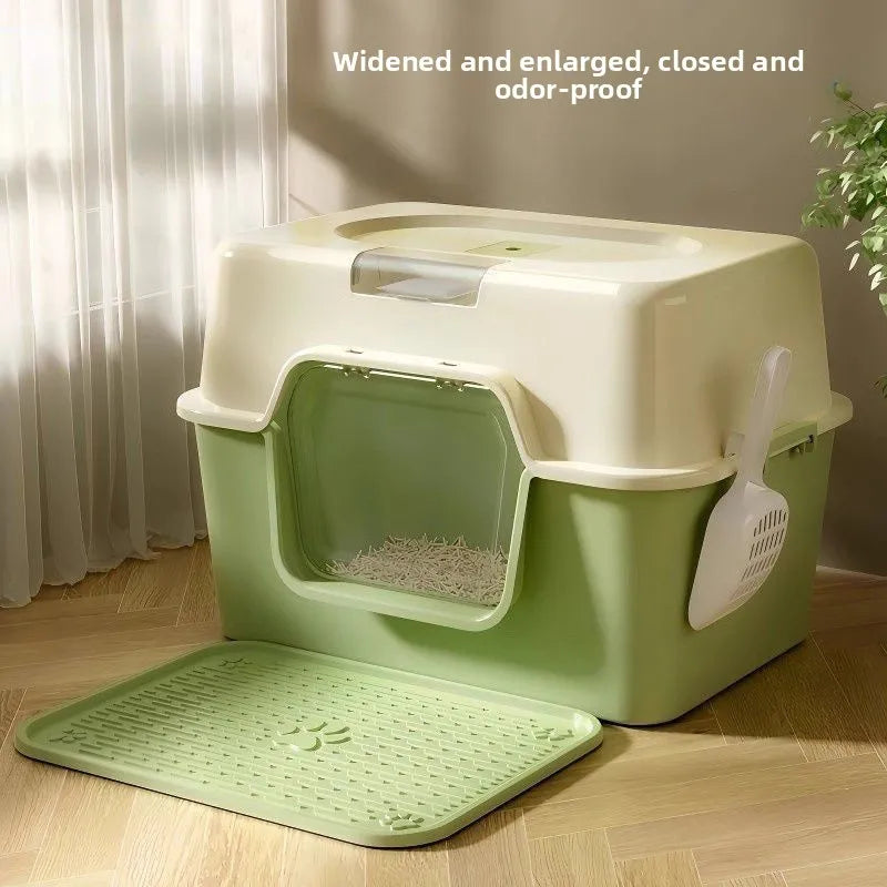 UV Sterilizing Fully Enclosed Cat Litter Box | Hygienic Self-Cleaning Germ & Odor Shield
