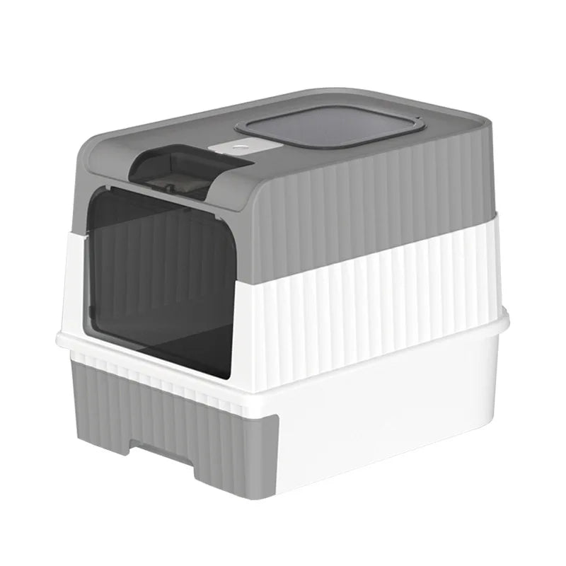 Foldable Fully Enclosed Cat Litter Box | Anti-Tracking Front-Entry Top-Exit Kitty Toilet with Scoop