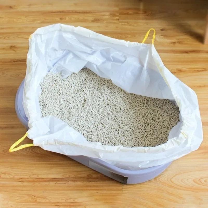 Heavy-Duty Drawstring Cat Litter Box Liners | Multi-Functional Waste Bags for Quick Clean