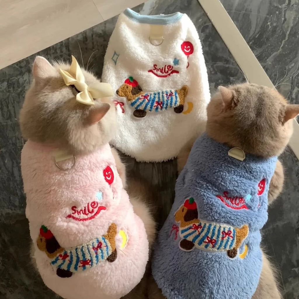 Ultra-Soft Plush Fleece Winter Cat Vest - Warm Thermal Indoor Jacket