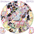 Whimsical Express 50-Piece Waterproof Cat Sticker Pack