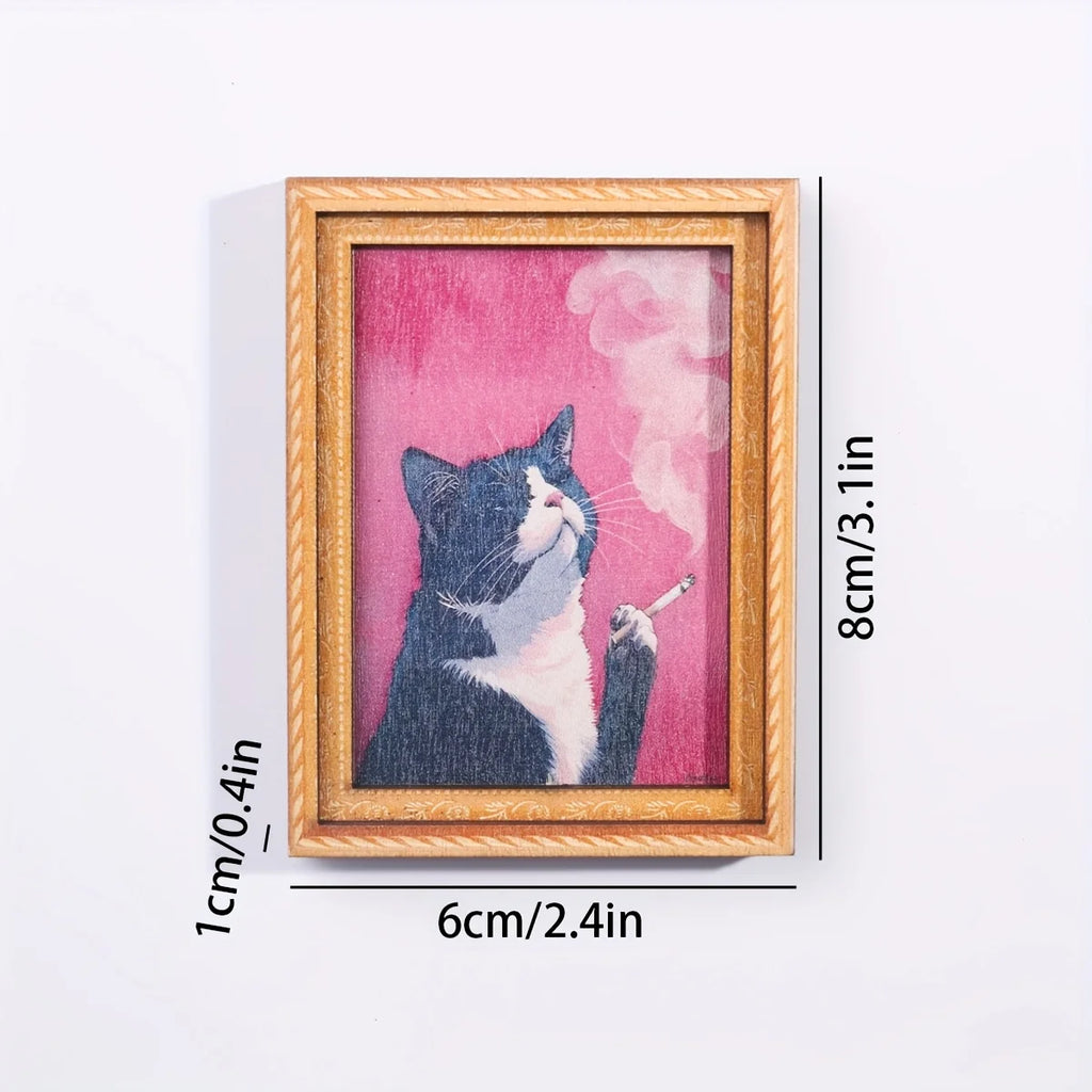 Tuxedo/Black Smoking Cat Funny Fridge Magnet