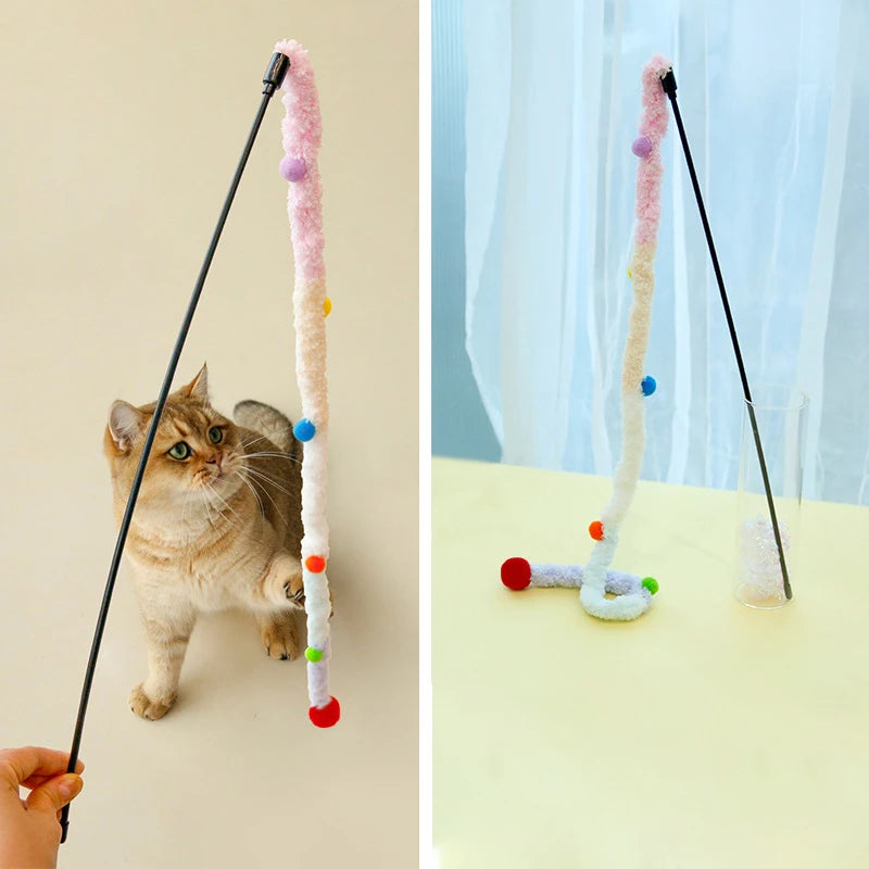 Colorful Caterpillar Interactive Cat Teaser Wand
