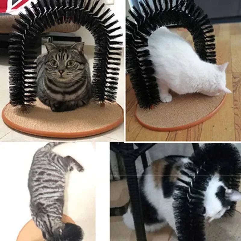3-in-1 Cat Grooming Arch & Scratching Pad | Interactive Self-Massage Bristle Toy