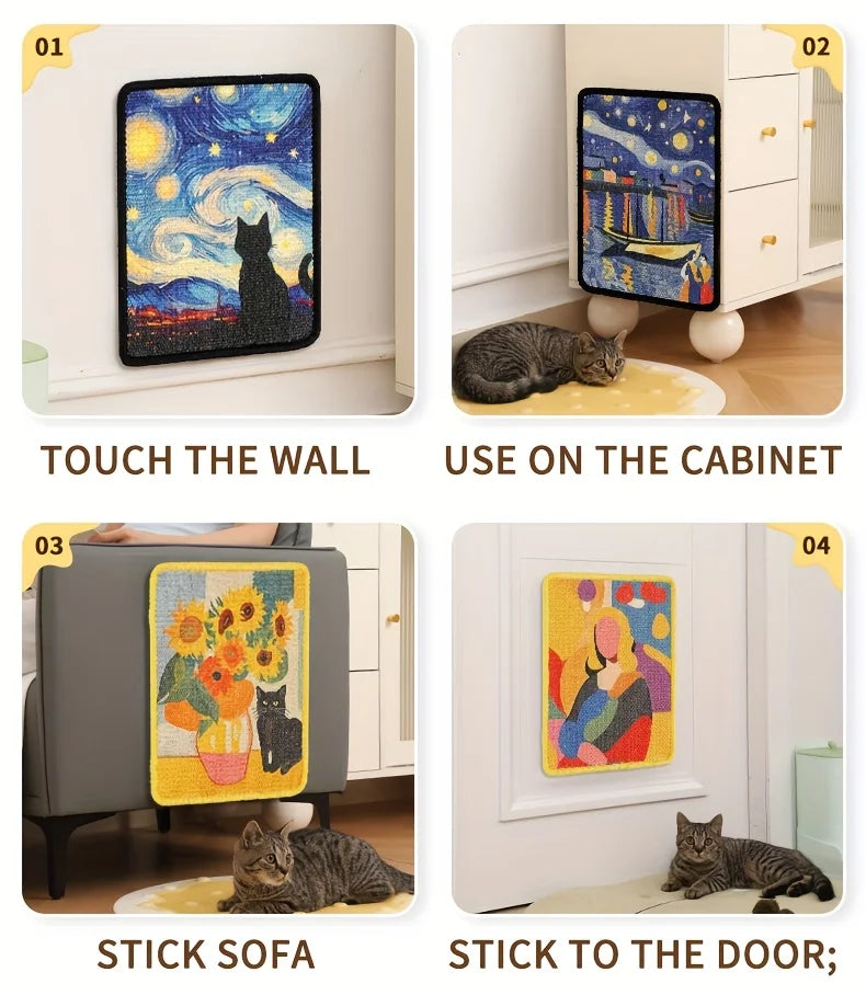 Minimalist Wall-Mounted Cat Scratching Mat | Space-Saving Soft Fabric Clawing Pad