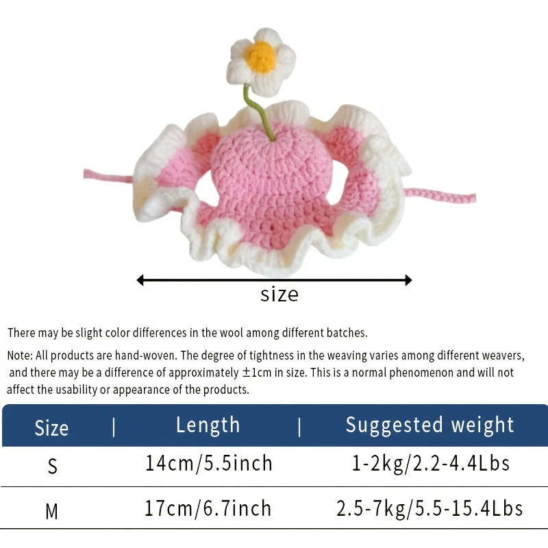 Blossom Bonnet Cute Flower Crochet Cat Hat