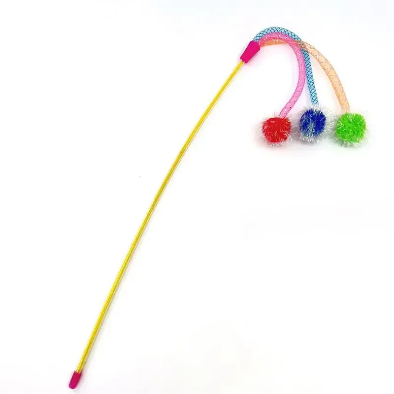 MOONBIFFY Flexible Interactive Cat Teaser Wand with Plush Hunting Ball