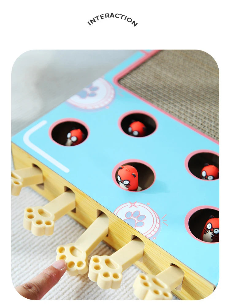 Interactive 3-in-1 Whack-A-Mole Cat Enrichment Toy & Scratching Pad