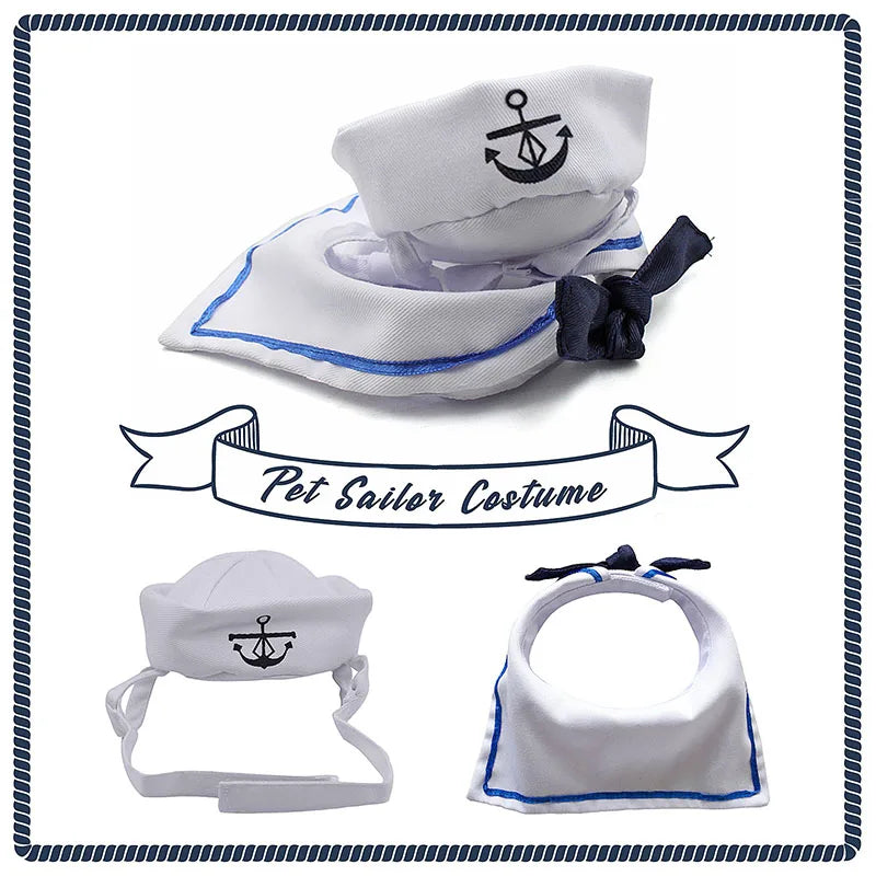 Nautical Navy Sailor Cat Cosplay Costume - Cute Two-Piece Pet Apparel Set