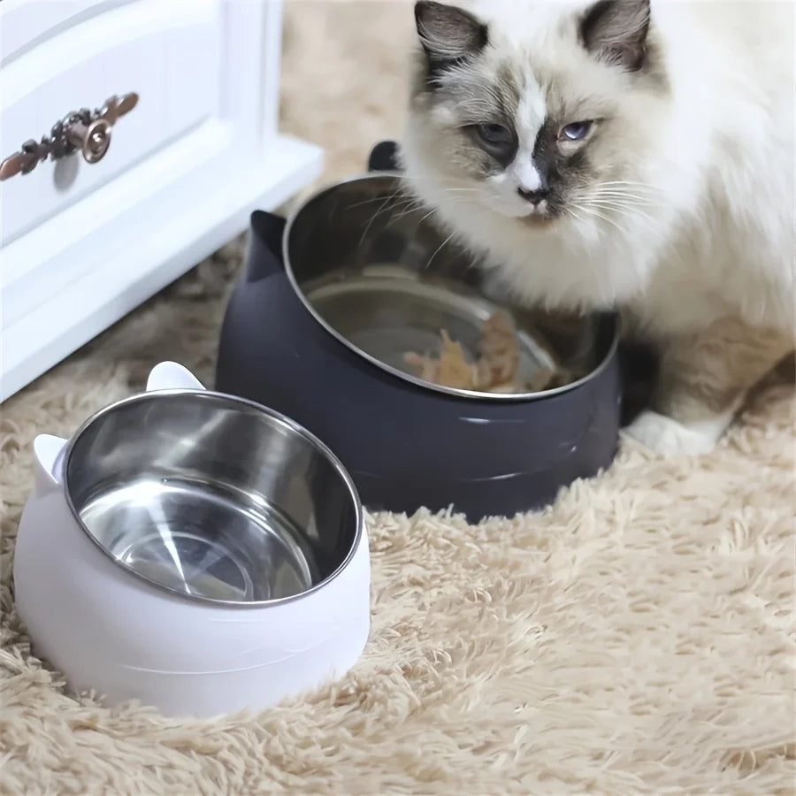 Orthopedic Elevated Stainless Steel Cat Bowl – Protect Your Cat's Neck & Digestion
