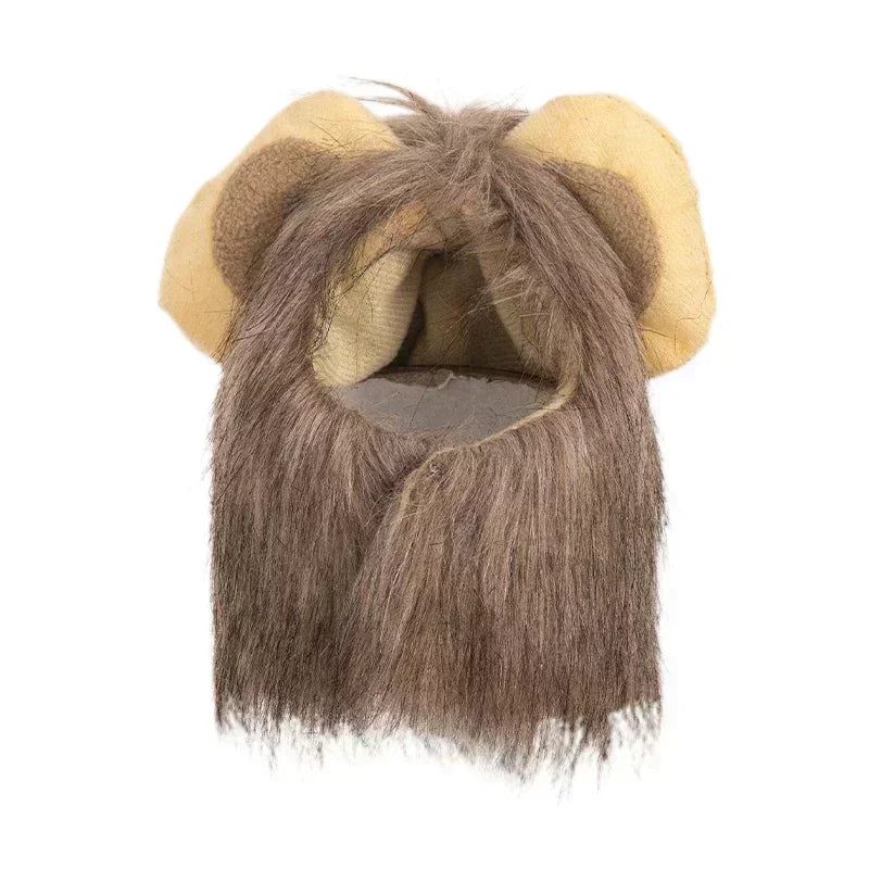 Majestic Lion Mane Cat Wig Hat - Adorable Pet Cosplay Costume with Ears